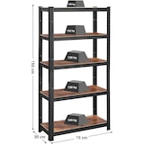 thumbnail of UAC Lagerregal 150 x 75 x 30 cm, Schwerlastregal Bücherregal bis 650 kg belastbar, verstellbare Ablagen, Industriestil, schwarz-vintagebraun