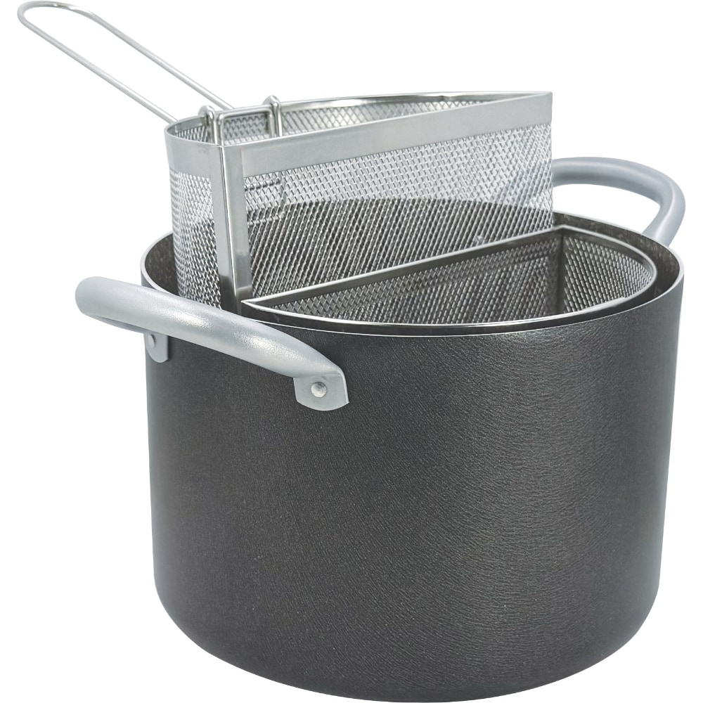 Mamù Pentola due manici due cestelli estraibile con coperchio in vetro ⌀ 20 cm made in Italy in alluminio antigraffio antiaderente