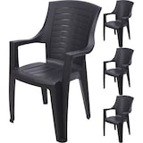 thumbnail of 4x Stapelstuhl Hochlehner Gartenstuhl aus Kunststoff stapelbar Schwarz
