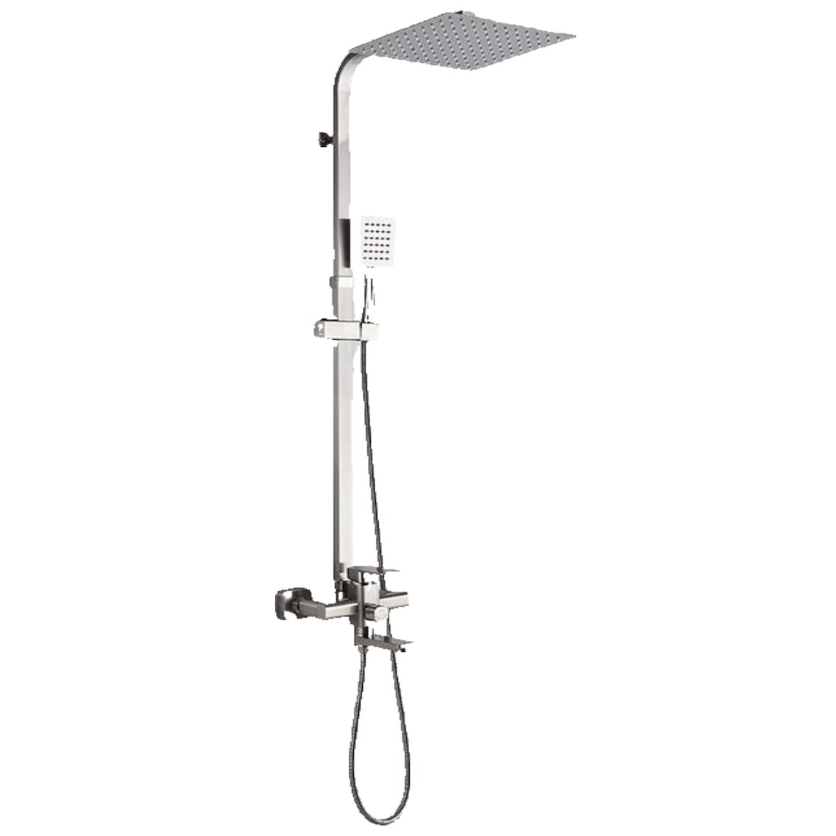 KLARWERK® LANA | Duscharmatur Set mit Regendusche & Handbrause Silber Edelstahl | Design Dusche Mischbatterie| Premium Duschsäule Duschsystem komplett