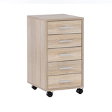thumbnail of Rollcontainer Sonoma 33 x 63 x 38 cm Holz Schubladenschrank Schreibtisch, Büro Schrank mit 5 Schubladen, Container Rollschrank klein Standcontainer