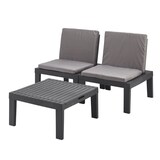 thumbnail of Dmora Set salotto da esterno Cervia, Set da giardino con 2 sedute con schienale ed 1 modulo multifunzione, 100% Made in Italy, Antracite