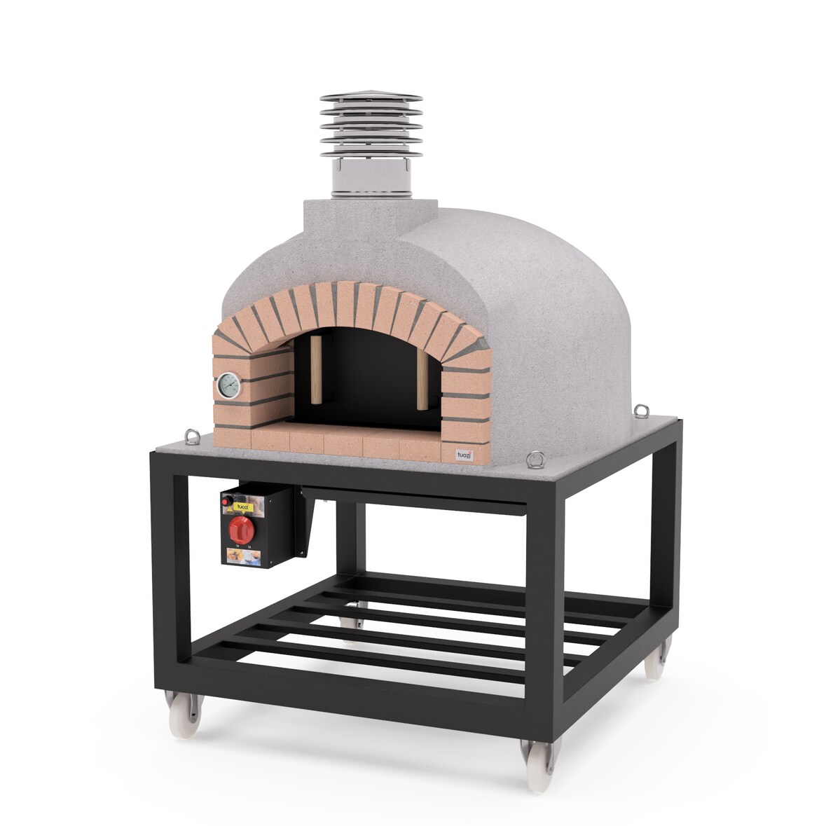 MF - Holzbackofen für den Außenbereich Modell OLYMPUS MONS (Weiß - 110 x 110 x 159 cm) – Isoliert mit Kork und 3 Keramikmatten