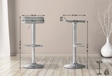 thumbnail of Décoshop26 - Barhocker x1 mit Fußstütze 360° drehbarer Sitz schlichtes Design graues PVC und Chrommetall 10_0004802