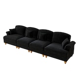 thumbnail of Sofa 4-Sitzer Mid-Century-Chenille Schwarz 350x83x93 cm mit abnehmbarem Rüschenschürze und komfortablen Sitz