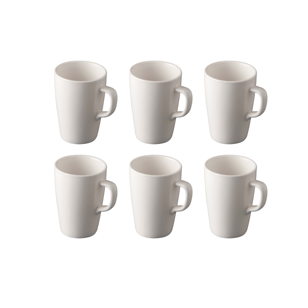 palmer Da Vinci Tassen 6er Set, Porzellan, Mug tassen 0,23 L, Unterteller Ø  7 cm, off weiß glänzend, modern, für Kaffee, Tee, Kakao