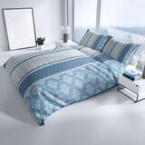 thumbnail of Biber Bettwäsche 135x200 Streifen Blau Ornamente flauschig Winter Pflegeleicht 4 Teilig warm