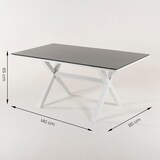 thumbnail of Conjunto sofás exterior, Aluminio reforzado color blanco, Sofá 3 plazas + 2 sillones reclinables + Mesita café, 5 plazas, Cojines color gris