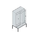 thumbnail of C+P Doppel-Spind Classic PLUS Buche untergebaute Bank 4 Abteile, Trennwand, HxBxT 212x120x82cm, Sicherheitsdrehriegel, Hellgrau/Clowngrün von PROREGAL