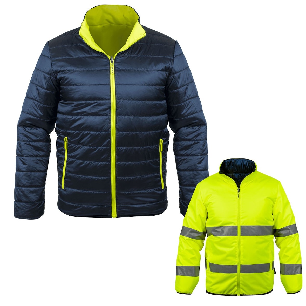 Chaqueta de seguridad invernal de alta visibilidad Talla M Reversible Amarillo/negro 2en1Bandas reflectantes VITO