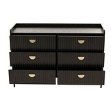 thumbnail of Kommode HWC-O39, Highboard Schrank, 6 Schubladen Melamin MDF 80x120x44cm ~ Holzoptik schwarz