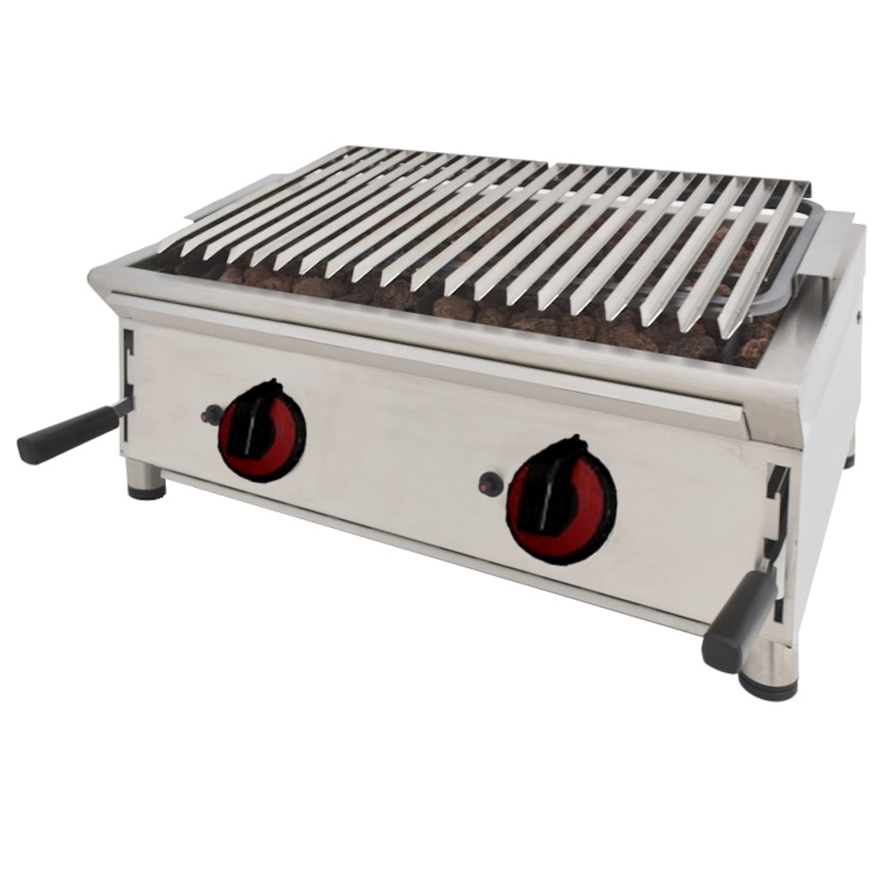 EURAST - Lavastein-gasgrill tischgrill aus edelstahl ohne spritzschutz - 700x550x330 mm - 11 Kw - 4472A807