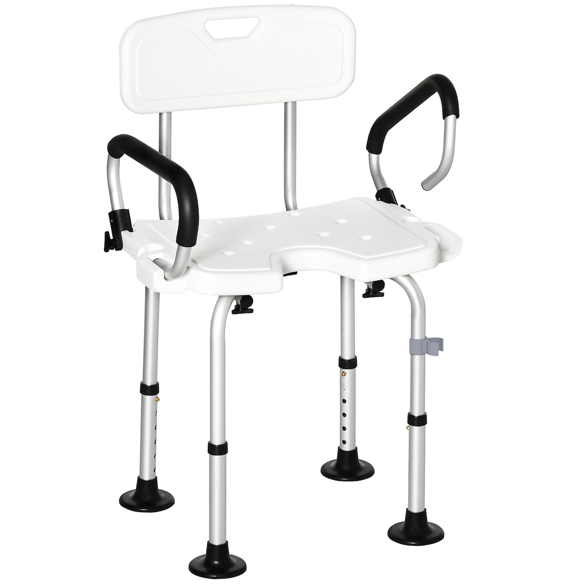 Silla ducha personas mayores silla para ducha taburete de ducha antideslizante con altura ajustable y apoyabrazos regulable carga 136 kg
