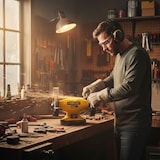 thumbnail of Touret à meuler d'atelier Polisseuse STANLEY 330W Ø150 mm – Meule grain 60 + Brosse métallique, Atelier affûtage et décapage