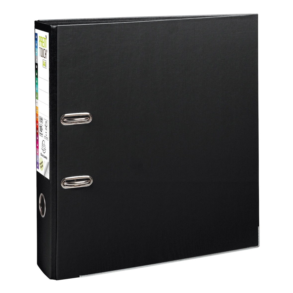 Exacompta  Cod. 53341E - Registratore a leva Prem'Touch dorso 80mm, esterno/interno rivestito con polipropilene- 30x32cm nero  - Confezione da  10 pz.