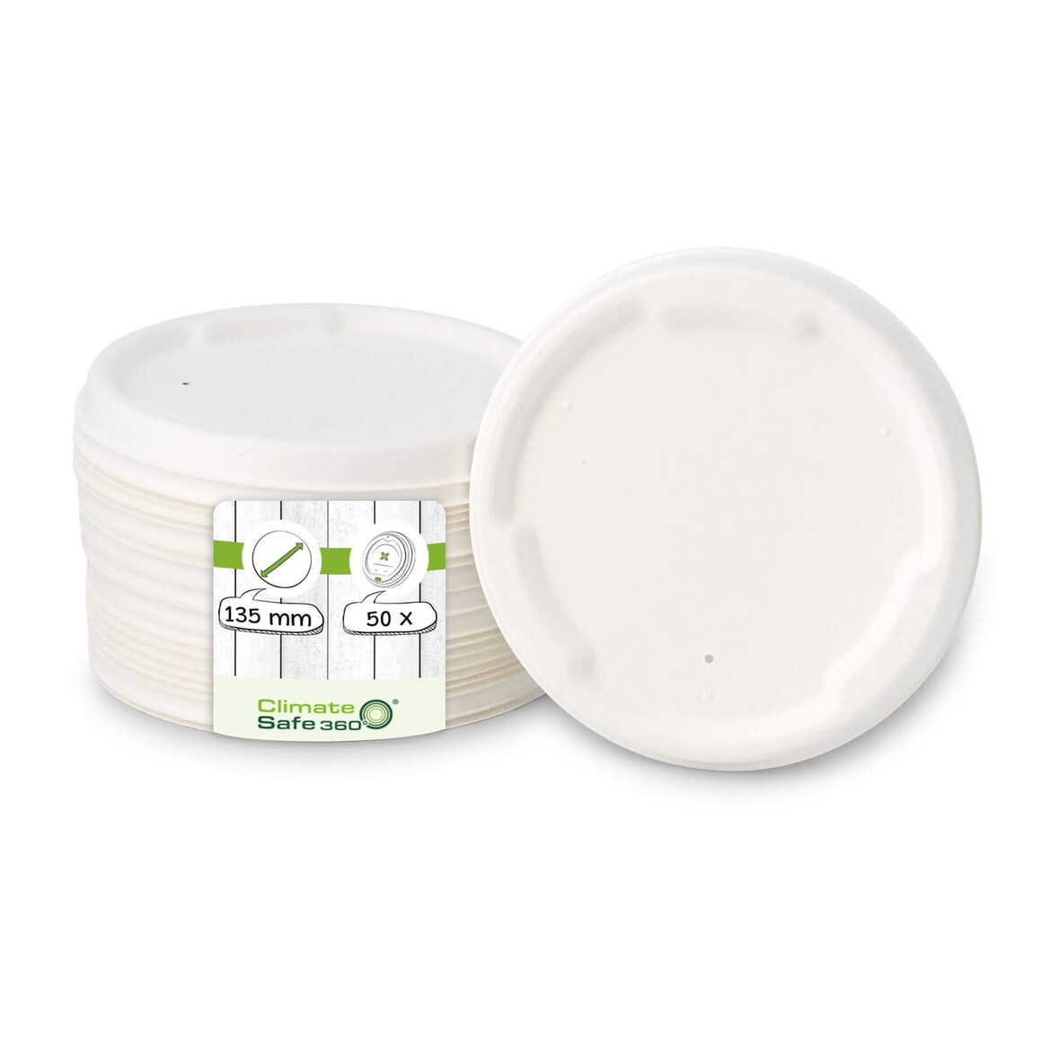 greenbox - Suikerriet deksels Ø 135 mm, wit, rond, 50 St.