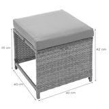 thumbnail of 2er-Set Poly-Rattan Hocker HWC-G16, Gartenhocker Sitzhocker, Gastronomie ~ schwarz, Kissen hellgrau