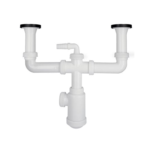 Sifon Doble Con Valvula Extensible 1-1/2" Con Sumideros De Ø 70 mm. Sifon Fregadero Cocina, Sifon Evacuación