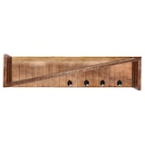 thumbnail of Möbilia Cabide de parede em acácia | 4 ganchos metálicos | 1 prateleira inclinada | L 90 x P 20 x A 20 cm | natureza