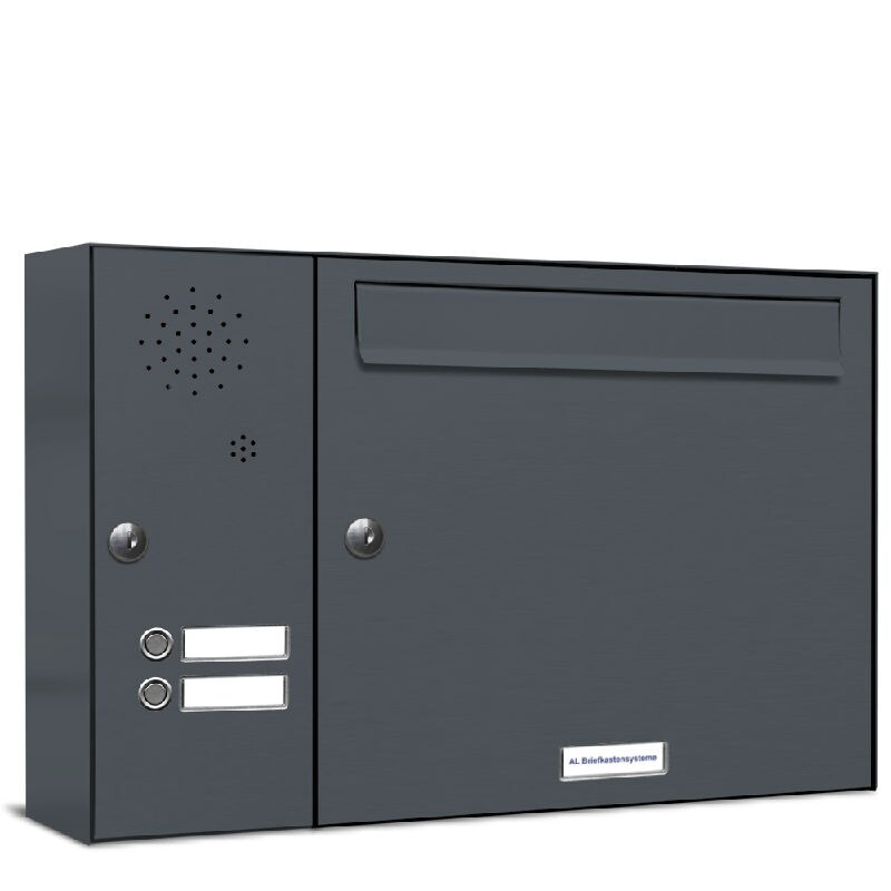 AL Briefkastensysteme 1 Fach Premium Wand Briefkasten Anlage A4, in RAL 7016 Anthrazit Grau, robust, wetterfest, Artikelnummer: 331P1EA1K2SLP7016
