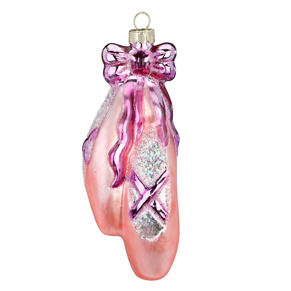 Holly & Jolly Ballettschuhe Glas 11cm Christbaumschmuck Weihnachtskugeln Tanzschuhe rosa pink