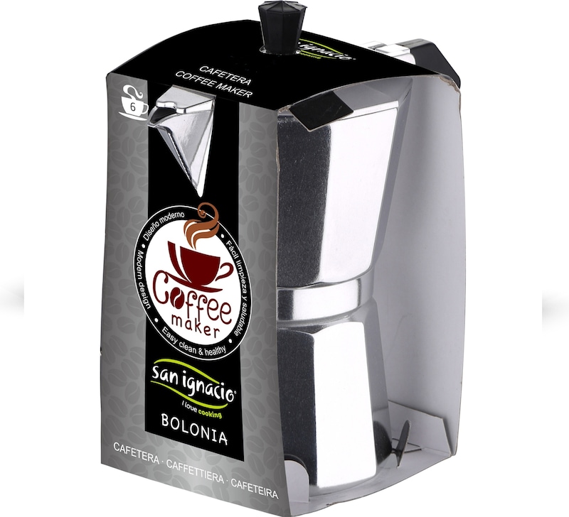 San Ignacio Agros Cafetière 6 Tasses Aluminium Avec Poignée Bois - Compatible Induction