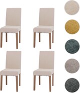 thumbnail of CHEFGASTRO 4er-Set Esszimmerstuhl klassisch und zeitlos HxBxT 90x42x50cm Sitzhöhe 47cm Stoff/Textil Chenille Holz naturfarbene Beine Dunkelgrau