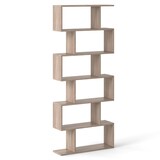 thumbnail of Helloshop26 - S-förmiges Bücherregal 80 x 23 x 191 cm modernes Design 6 geräumige Regalböden vielseitig graues Holz 20_0019149