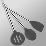 thumbnail of MAGEFESA ONIX Set de 3 Utensilios de Cocina Fabricado en Acero Inoxidable y Silicona, Incluye Espátula, Espumadera y Cucharón, Antirayaduras
