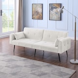 thumbnail of Futon Schlafsofa Sofa Bett Couch 175x71x71 Cord modern bequem stabil mit Metallfüßen platzsparend für Wohnzimmer Arbeitszimmer Beige