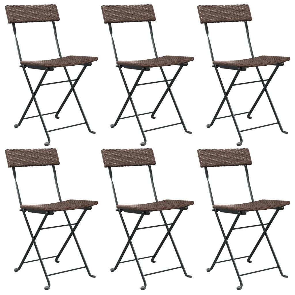 vidaXL Bistrostühle 6 Stk. Klappbar Braun Poly Rattan und Stahl