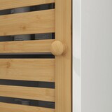 thumbnail of Columna de baño moderna mueble auxiliar de baño con estantes ajustables y puertas de bambú anti-vuelco 35x30x170 cm blanco y natural