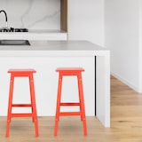 thumbnail of WellHome - Conjunto de 2 bancos 'Laira' em madeira de pinho, cor coral, 37 x 37 x 70 cm