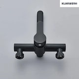 thumbnail of MAX | Gastronomie Mischbatterie Wandmontage Armatur Schwarz | Profi Küchenarmatur Edelstahl lang und flach |Wasserhahn Restaurant Wand gerader Auslauf