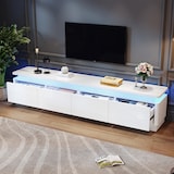 thumbnail of TV Schrank Lowboard 180x34x40 in Weiss Hochglanz mit LED Beleuchtung und 4 Schubladen gebogenes Design fuer 75 Zoll Fernseher