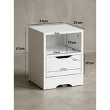 thumbnail of Nachtkonsole `Ilm`: geräumige Schublade, Regalfach, Melaminharzbeschichtung, kratzfest, wasserabweisend, Spanplatte. Weiß, 31x31x43 cm | Kadima Design