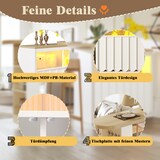 thumbnail of Ausziehbarer Bartisch 205x39x100 cm mit Stauraum Schiebetür Glas Rollen mit Bremsen mit LED-Beleuchtung USB Anschluss Weiß MDF