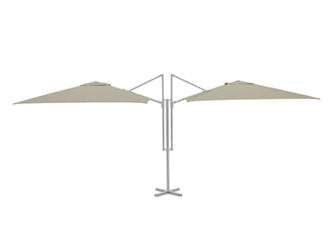 METRO PROFESSIONAL Ombrellone doppio quadrato, acciaio, 2.5 x 2.5 m, idrorepellente, beige/platino