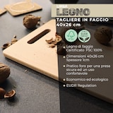 thumbnail of Fackelmann Tagliere per preparare e servire in tavola, con foro per il trasporto e la sistemazione, legno di faggio, 40 x 26 x 1 cm