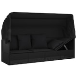 thumbnail of vidaXL Outdoor-Loungebett mit Dach und Kissen Schwarz Poly Rattan