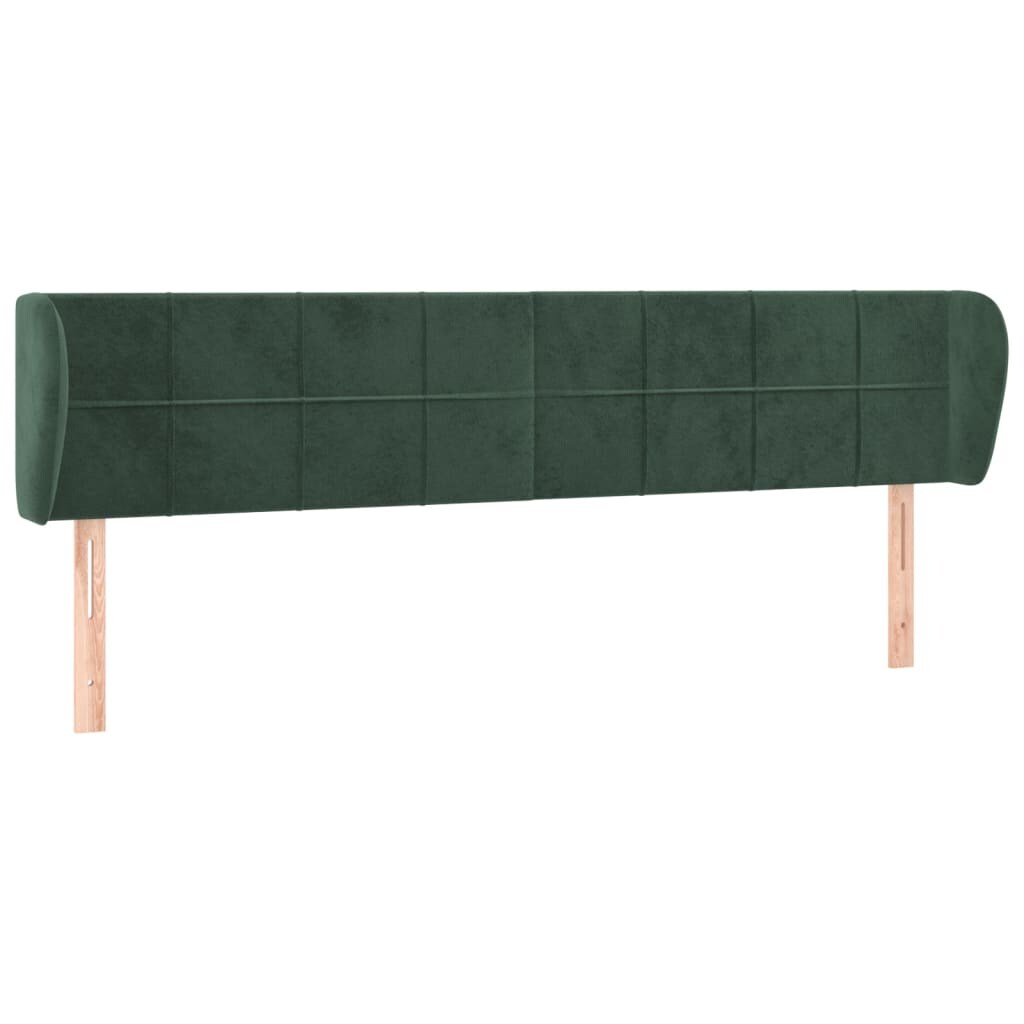 vidaXL Kopfteil mit Ohren Dunkelgrün 203x23x78/88 cm Samt