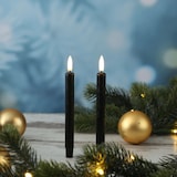 thumbnail of LED Stabkerzen Thea dünne Tafelkerzen Echtwachs H: 16,6cm schwarz 2Stk