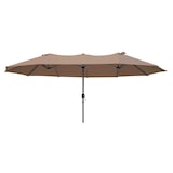 thumbnail of Doppel-Sonnenschirm WINDA Hellbraun Polyester Gartenschirm Balkonschirm UV-Schutz