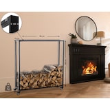 thumbnail of DELUKE® Kaminholzregal innen Metall BETTA mit Rollen, 25x80x100 Brennholzregal innen Kaminholzständer Kaminholzhalter Feuerholzregal