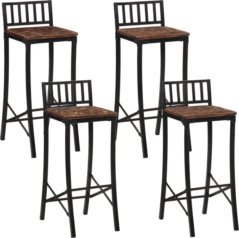 Décoshop26 - Set aus 4 mehrfarbigen Barhockern/Hochstühlen aus Altholz DEC029415