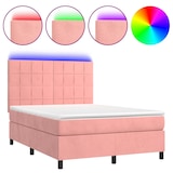 thumbnail of vidaXL Boxspringbett mit Matratze & LED Rosa 140x190 cm Samt