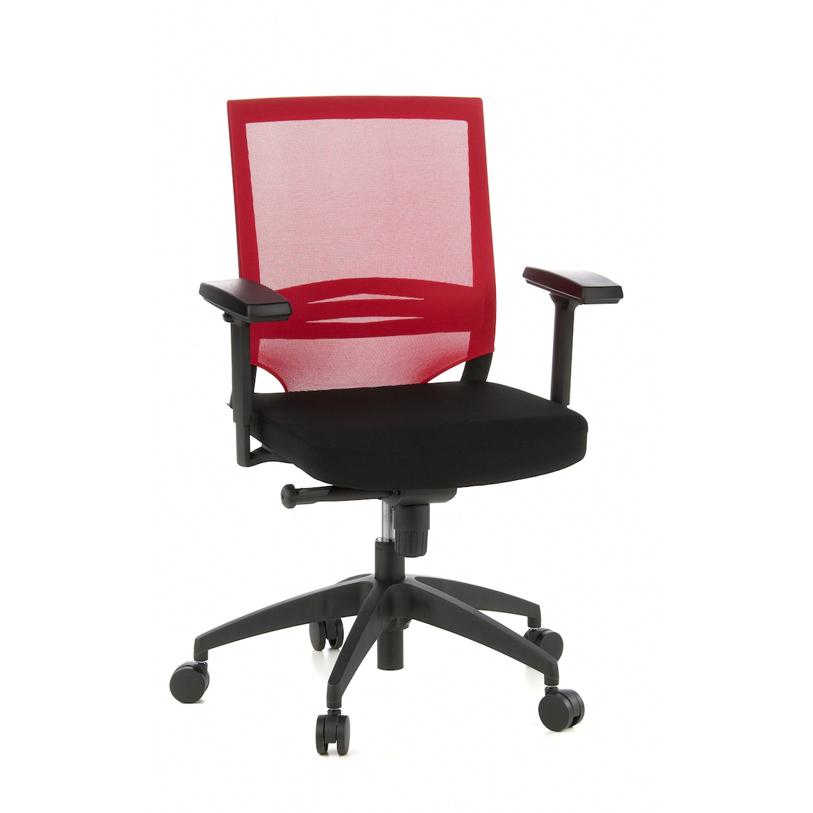 Bürostuhl / Chefsessel PORTO BASE Sitz Stoff/Rücken Netz schwarz/rot hjh OFFICE