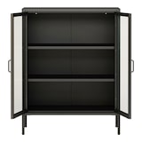thumbnail of Helloshop26 - Metalen dressoir met glazen deuren staal en gehard glas 102 x 80 x 40 cm zwart 03_0006608