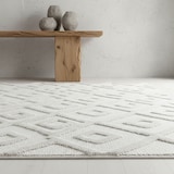 thumbnail of Teppich Wohnzimmer 3D Geometrisch Modern Waschbar Strapazierfähig Esszimmer OEKO-TEX Creme 60x110 cm Gekettelt – GENF von Kadima Design