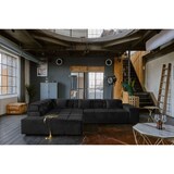 thumbnail of KAWOLA Sofa NEVADA Ecksofa Velvet schwarz Recamiere links